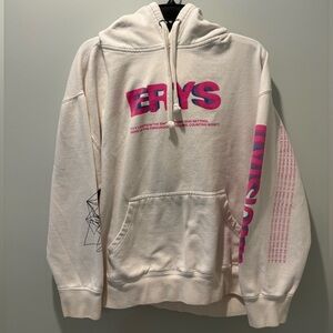 ERYS Graphic Hoodie Sweatshirt - Cream with Pink Print